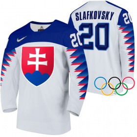 Camisola Eslováquia Juraj Slafkovsky 20 2022 Winter Olympics Branco Authentic - Homem
